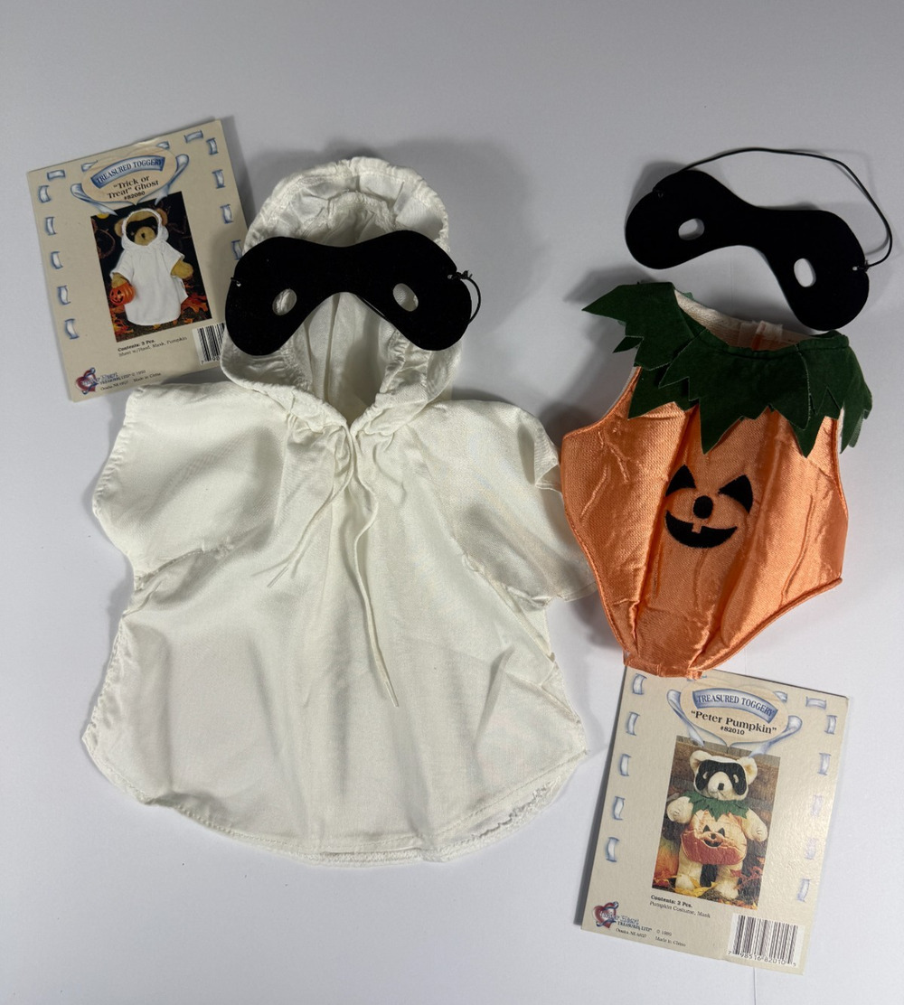 Vintage Tender Heart Treasures Halloween Teddy Bear Outfits Peter Pumpkin Ghost